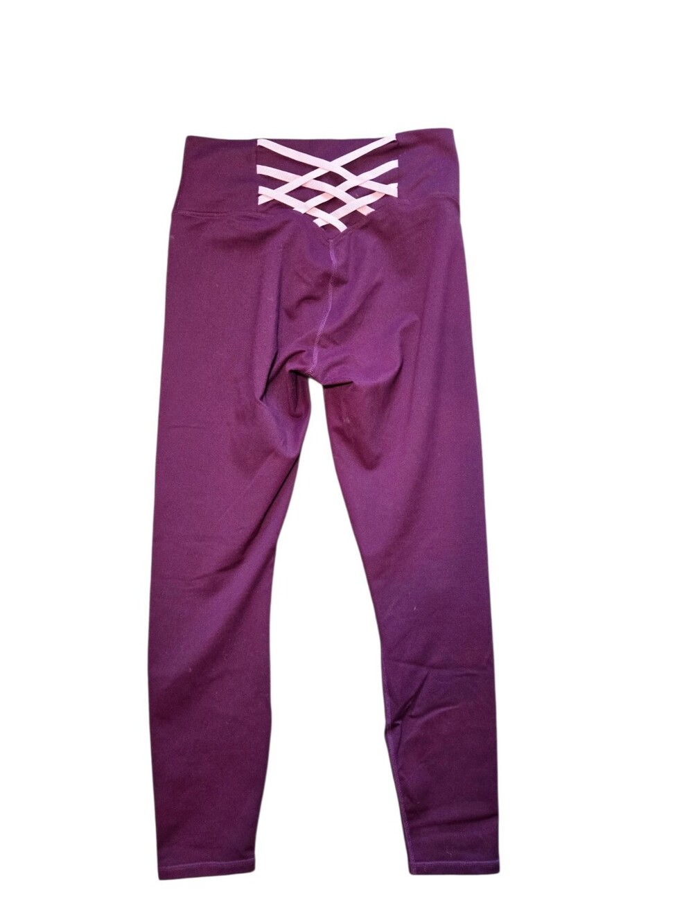 Fabletics Purple Leggings with Crisscross Back Detail